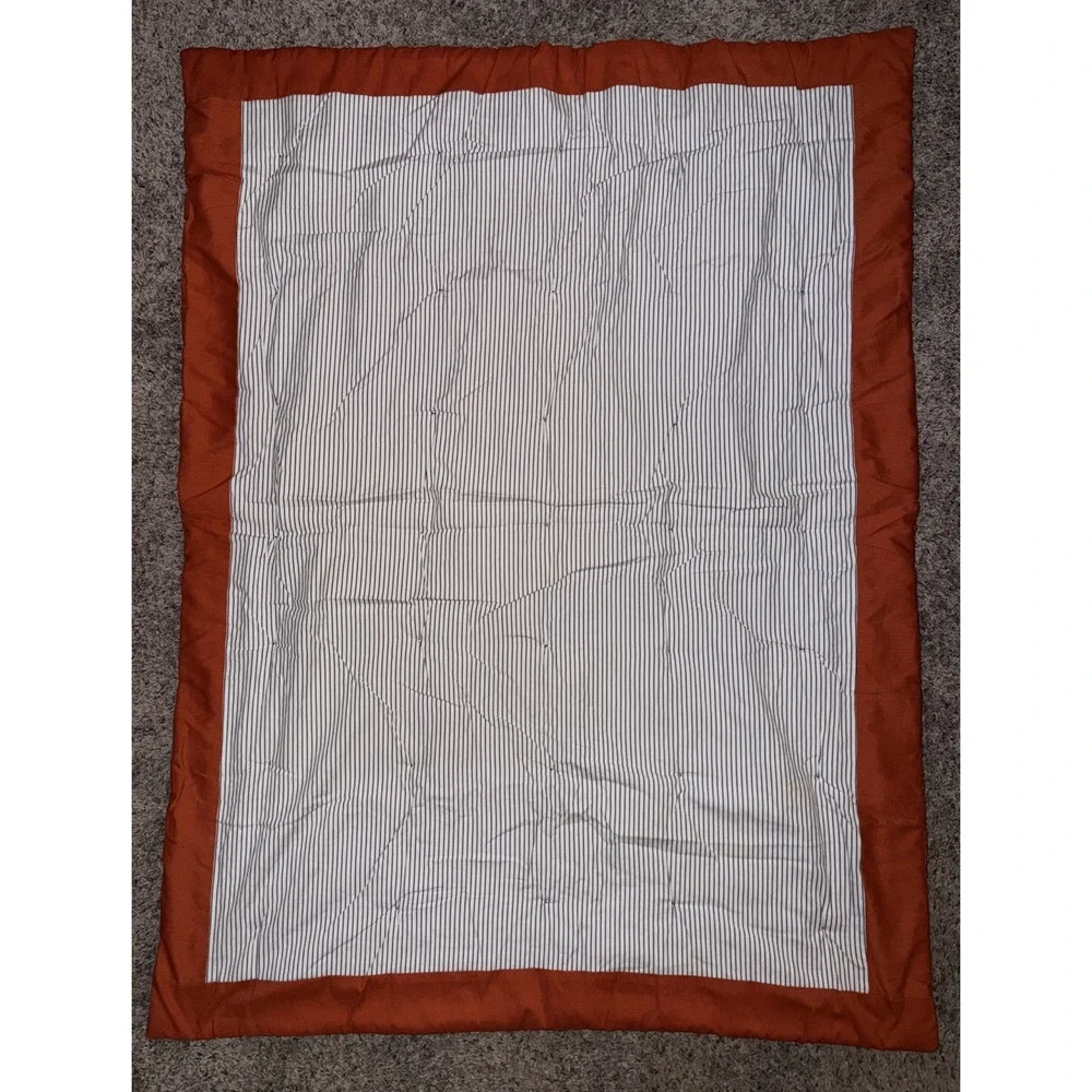 Lionel Trains Baby Comforter Quilt Blue Orange Railroad Crossing Handmade